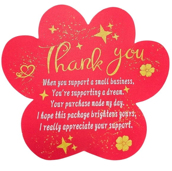 Thank You Paw Cards In Red And Gold. 100 Count, 3.14", New! - Picture 2 of 2